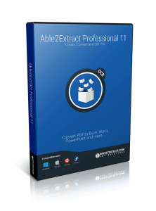 Able2Extract Professional 11 Box. Create, Convert and Edit PDF. Convert PDF to Excel, Word, PowerPoint and more...
