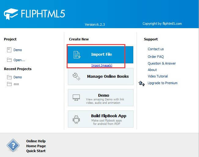 FlipHTML5 Flipbook Software Import File screenshot
