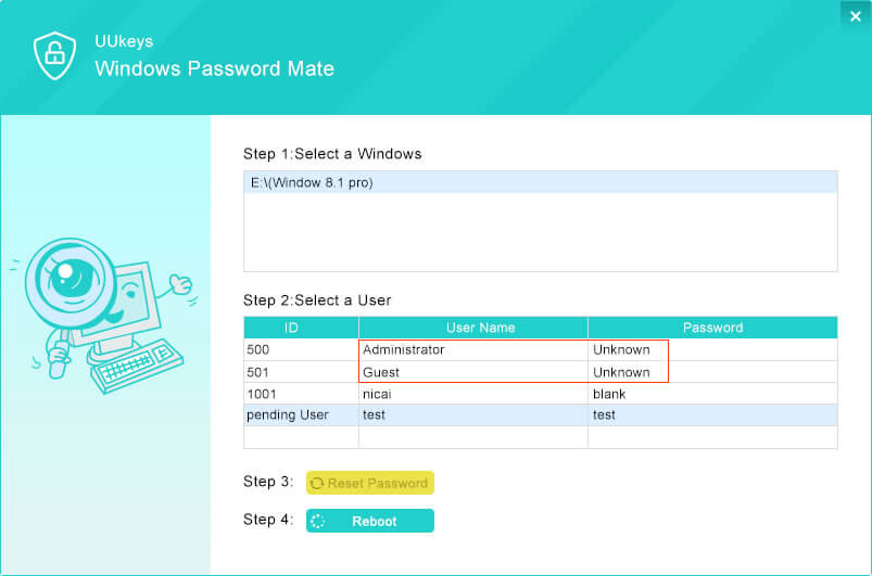 UUKeys Windows Password Mate - Reset Password - Windows 10 Login Password