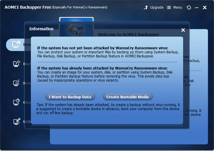 AOMEI Backupper Free (Especially for WannaCry Ransomware Virus)