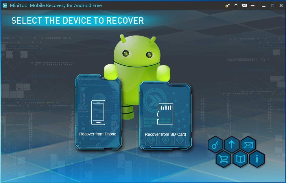 MiniTool Mobile Recovery for Android Free - Recovery Options - Recover from Phone - Recover from SD-Card