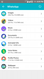Find WhatsApp Media Files using Systweak Android Cleaner