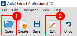Open PDF Form and Click Edit to access PDF Form editing options