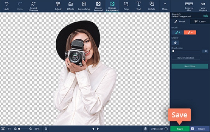 Making an Image Background Transparent Using Movavi Photo Editor. Save your image with a transparent background.