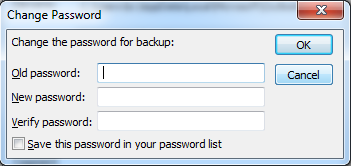 Change the PST file password for backup