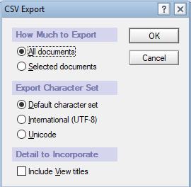 Select CSV options