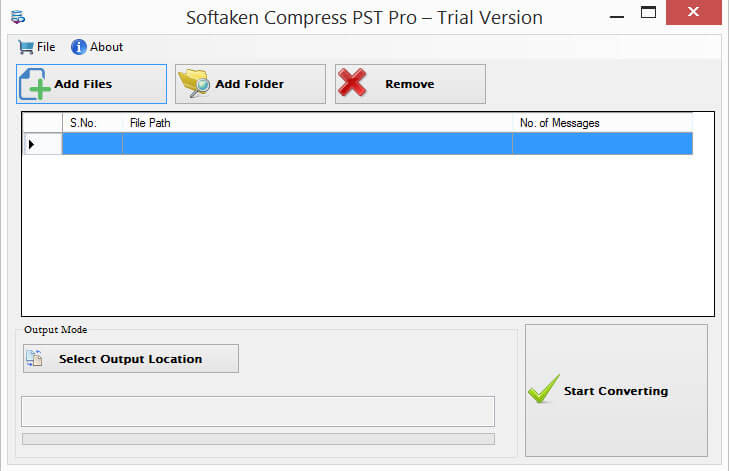 Softaken Compress PSTPro - Trial Version. Add PST Files