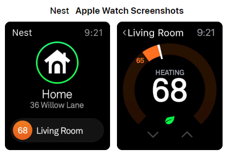 Nest App Apple Watch Screenshots