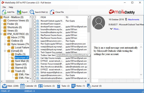 Steps to Convert OST to PST File Using MailsDaddy OST to PST Converter Software. Step 3 - See complete OST file information