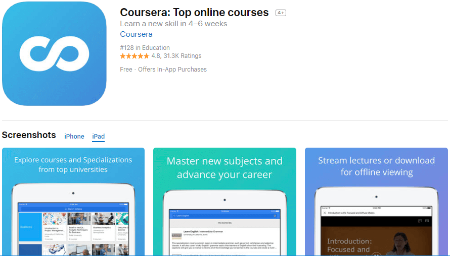 Coursera top online courses app