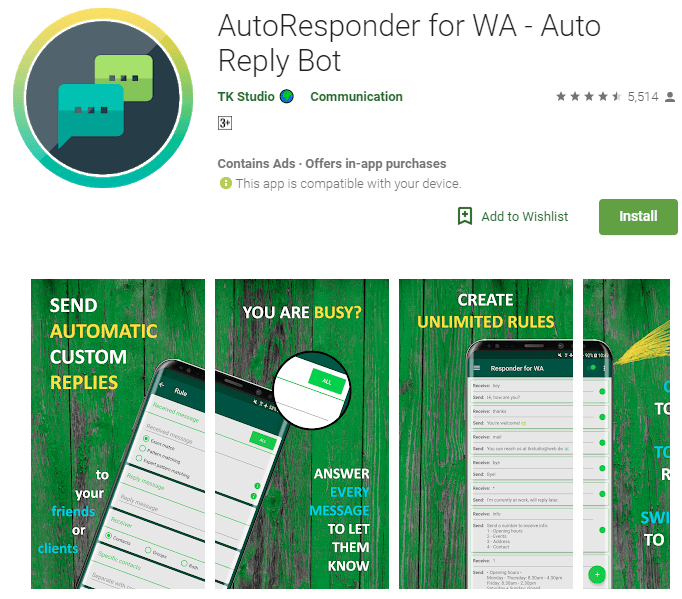 AutoResponder for WhatsApp Auto Reply Bot Android App. Send Automatic Custom Replies to your friends or clients on WhatsApp