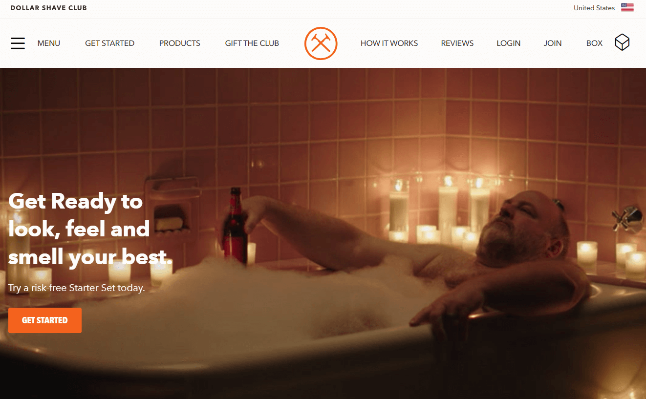 Successful E-commerce Website Dollar Shave Club: Get Ready to look, feel and smell your best.