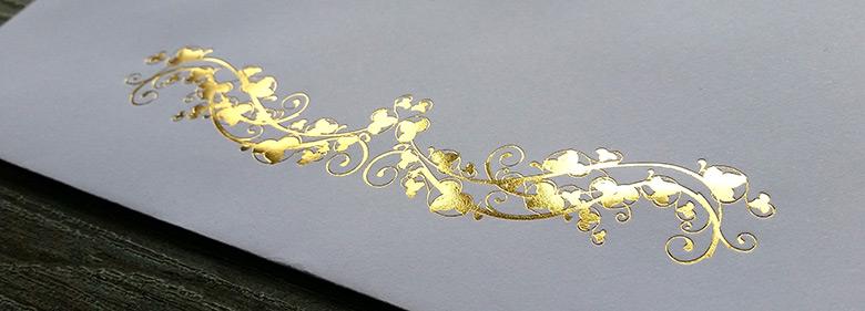 Design Print Materials for Foil Stamping Effects image 1: Gold Foil Stamping.