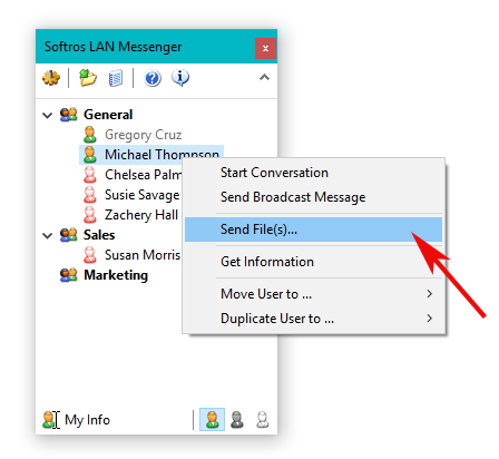File Transfer: Send Files via Softros LAN Messenger
