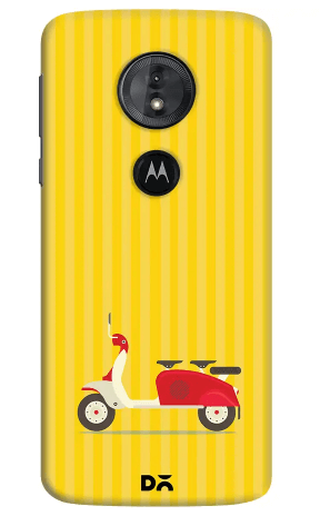 3 To Go Scooter Yellow Striped Case Cover For Motorola Moto E5 Smartphone.