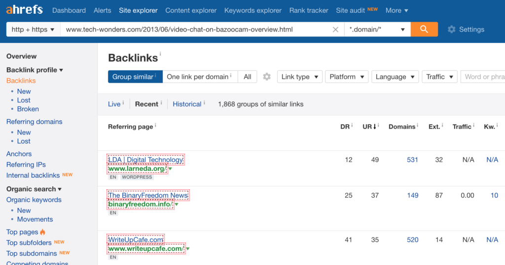 Ahrefs - SEO Tools & Resources To Grow Your Search Traffic. Ahrefs Site Explorer - Backlink Profile - Backlinks.