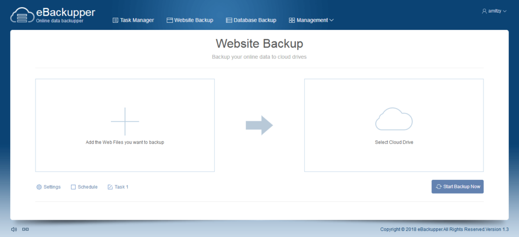 eBackupper Online data backupper. Website Backup. Backup your online data to cloud drives. Add the Web Files you want to backup. Select Cloud Drive.