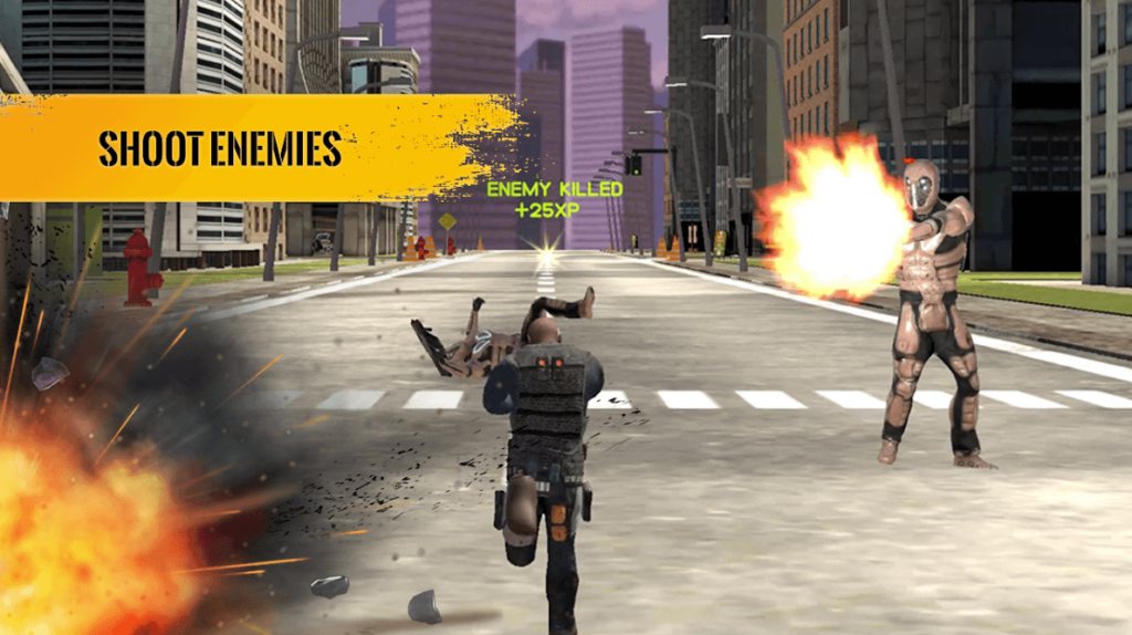 Agent War Origins-Endless Runner and Shooter Game Screenshot. Shoot Enemies