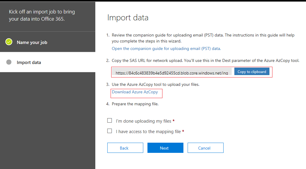 Use Azure AzCopy Tool for Import PST into Office 365 Cloud-Based Account.