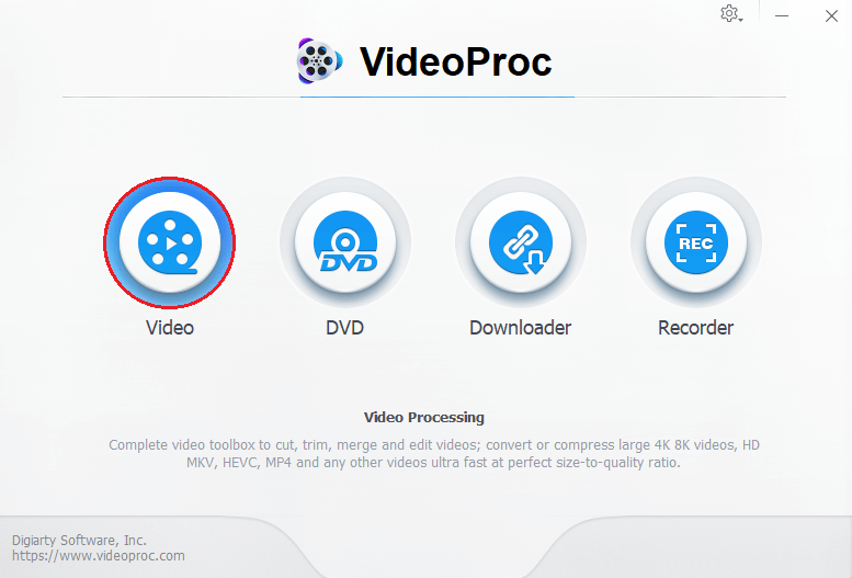 VideoProc Video Processing. Complete video toolbox to cut, trim, merge and edit videos; convert or compress large 4K 8K videos, HD MKV, HEVC, MP4 and any other videos ultra fast at perfect size-to-quality ration.