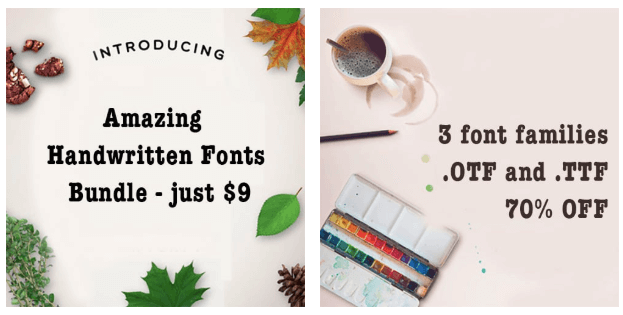 Introducing Amazing Handwritten Fonts Bundle – just $9 | 3 font families .OTF and .TTF 70% OFF