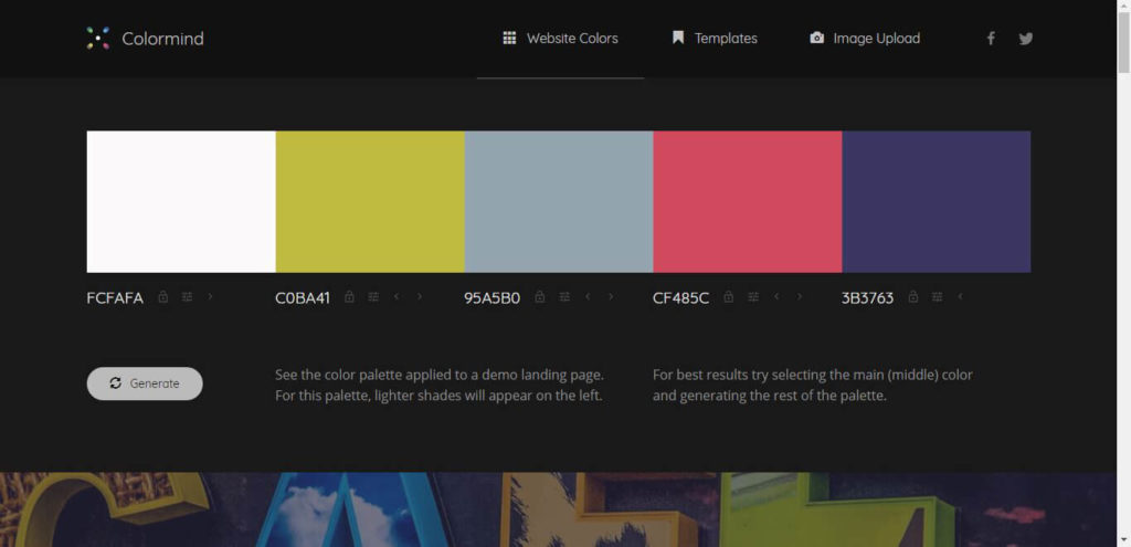 Colormind Website Colors