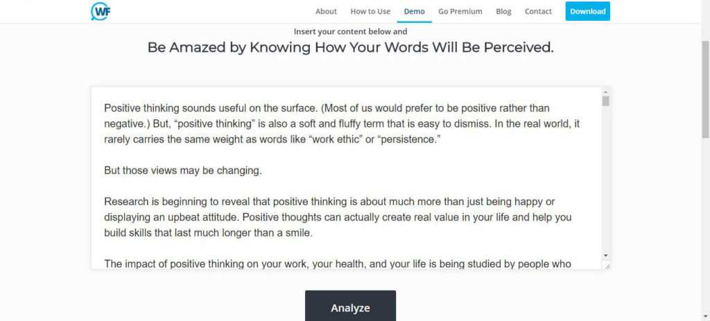 Watsonfinds: Insert Your Content and 
Be Amazed by Knowing How Your Words Will Be Perceived.