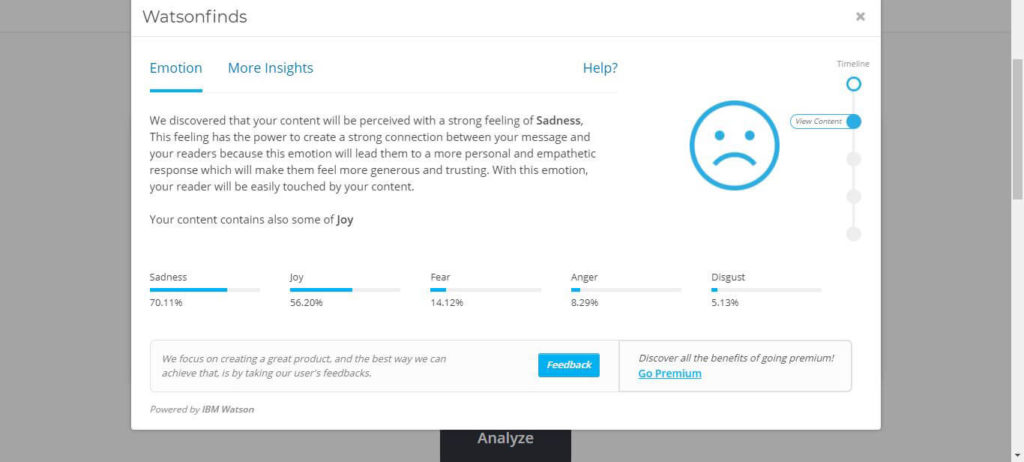 Watsonfinds Powered by IBM Watson AI Determines Most Likely Emotional Response From Readers of Your Content