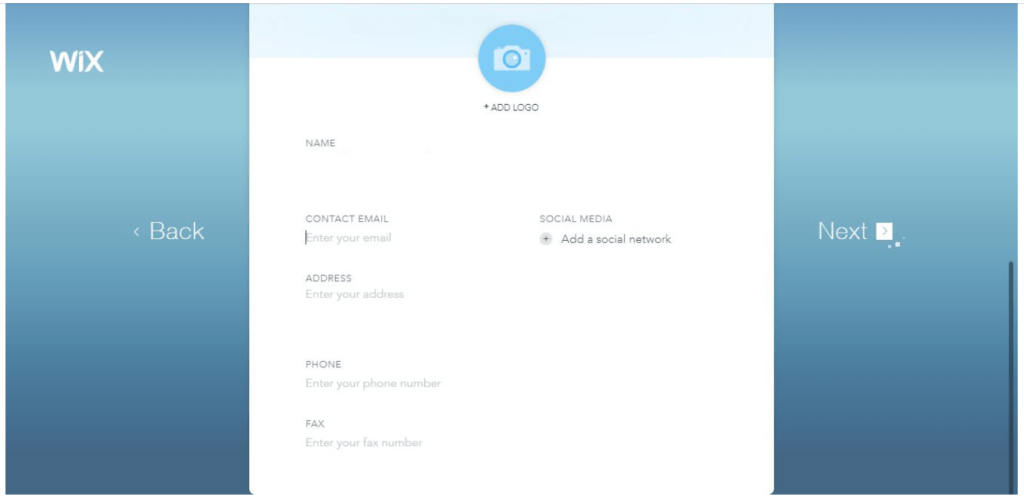 Create Website Using Wix ADI. Add Logo, Your Name and Contact Info.