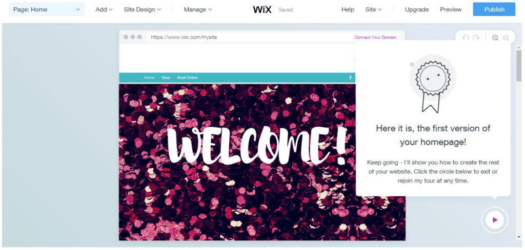 Your Wix Website Homepage.