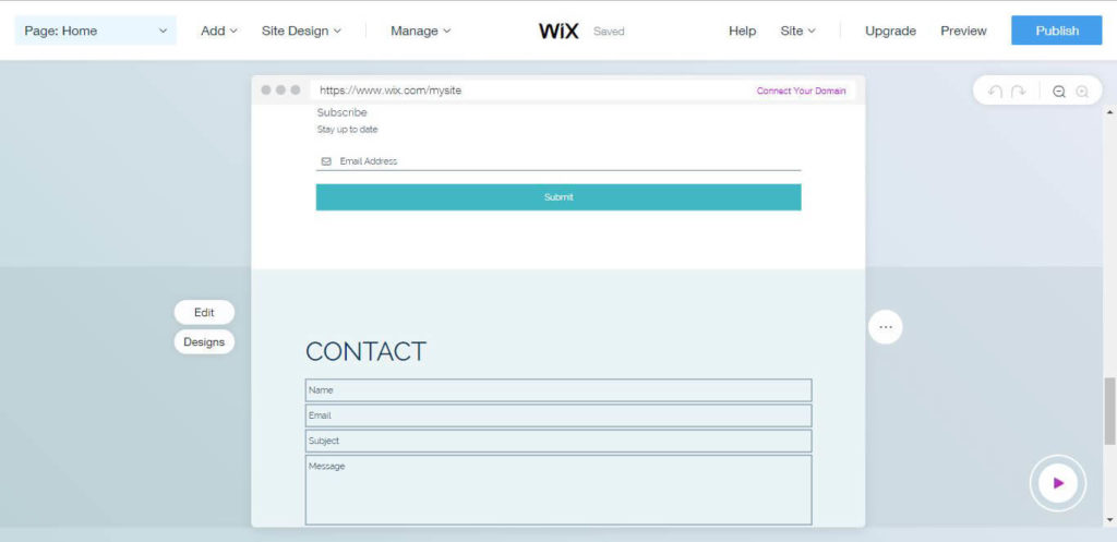 Your Wix Website Homepage - Subscribe and Contact Forms.