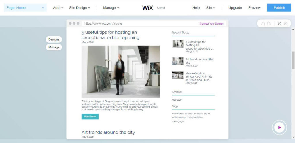 Wix Website Design Home Page.