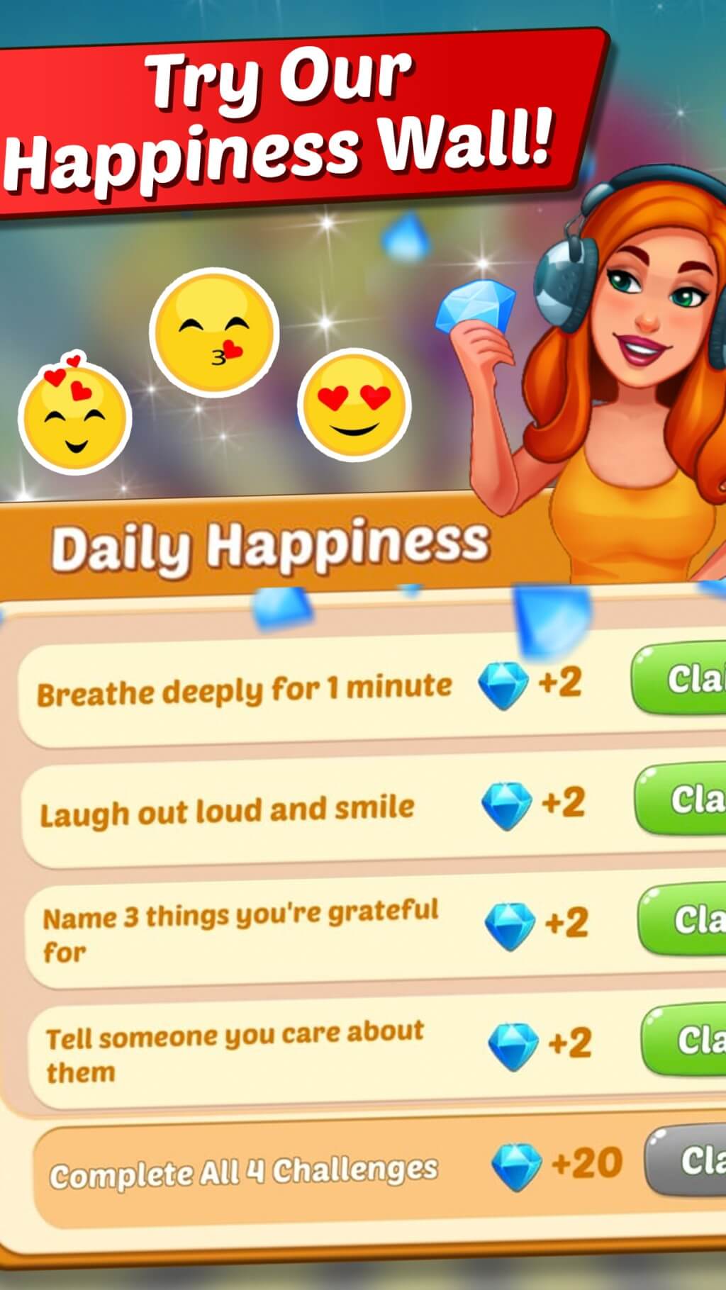 Cooking Crush Cooking Game Happiness Wall Daily Happiness Challenges.