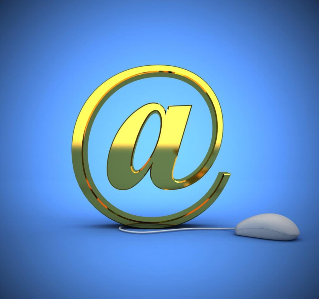 Email Photo @ Symbol Email Web Internet Communication Mail Mouse Online Yellow Shiny Illustration.