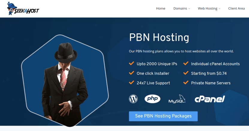 SeekaHost PBN Hosting: Upto 2000 Unique IPs, One-Click Installer, 24x7 Live Support, Individual cPanel Accounts, Starting from $0.74, Private Name Servers.