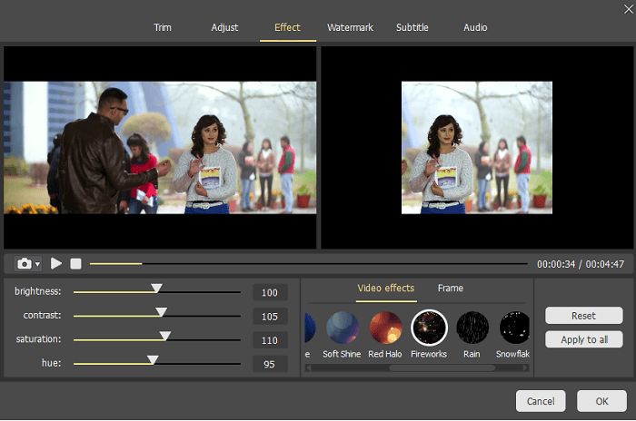 Joyoshare Media Cutter Video Editing Tools: Trim Video, Adjust, Video Effects, Add Watermark, Subtitle, Audio.