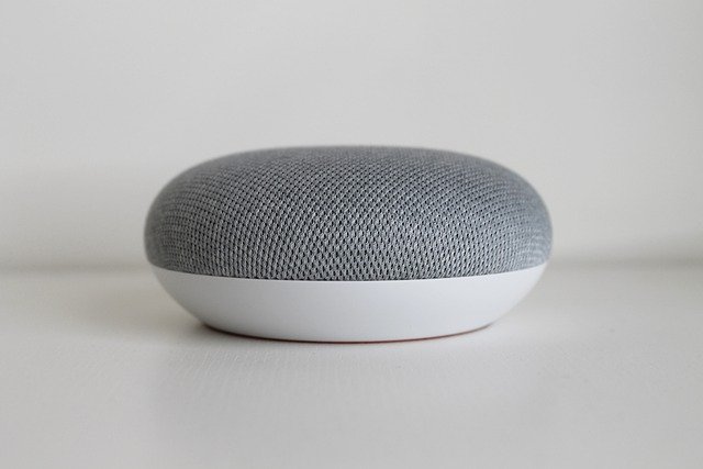Google Home Mini, Google Assistant, Voice Assistant Technology, Tech Gadget.
