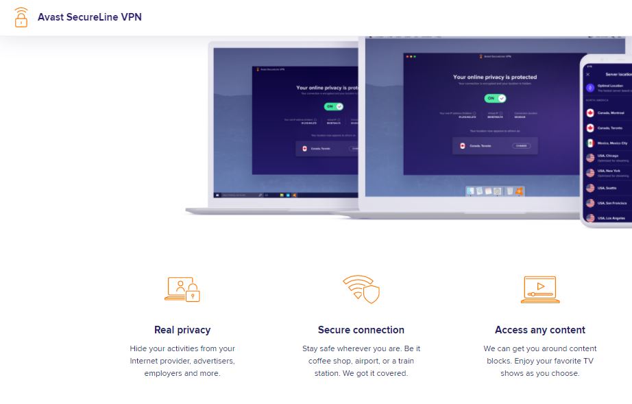 Avast SecureLine VPN: Encrypts your Internet connection at the click of a button for true online privacy.