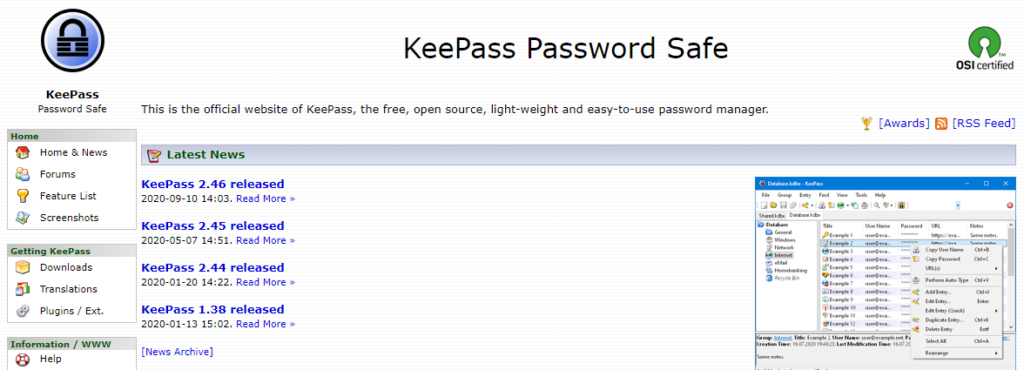 KeePass Password Safe: Free and Open-Source Password Manager.
