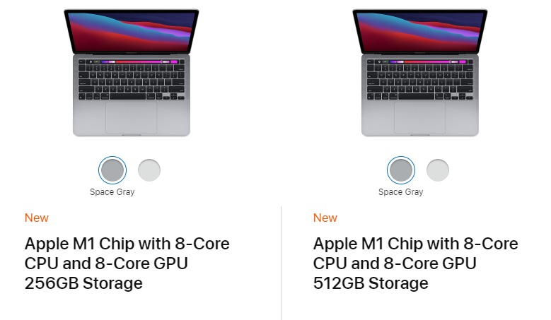 Apple MacBook Pro M1 Chip with 8‑Core CPU, 8-Core GPU and 512 GB Storage.