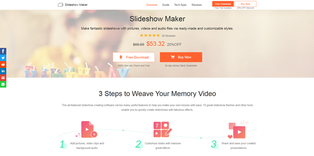 Apeaksoft Slideshow Maker: Make fantastic slideshows with pictures, videos and audio files via ready-made and customizable styles.