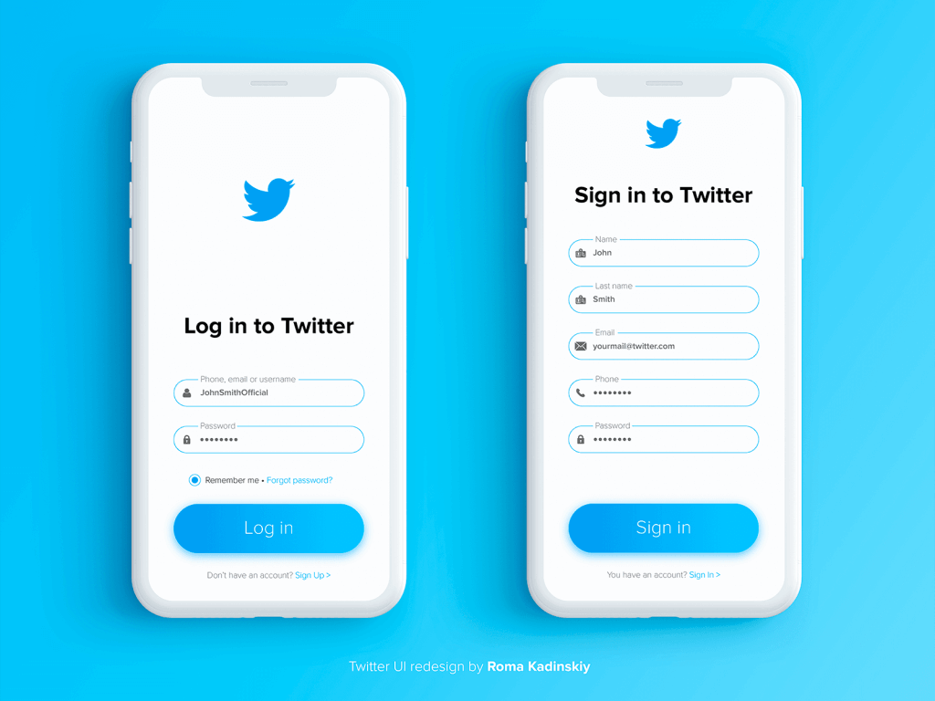 Twitter UI redesign by Roma Kadinskiy