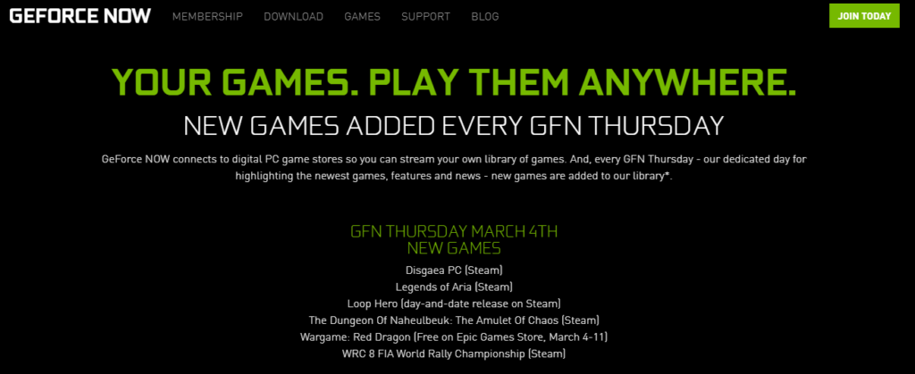 Nvidia GeForce Now cloud gaming service