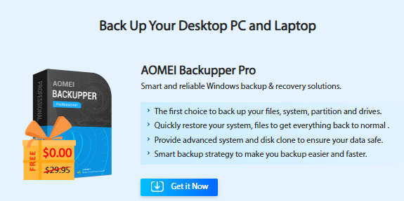 AOMEI Backupper Pro: Smart and reliable Windows backup and restore software. Back Up Your Desktop PC and Laptop.