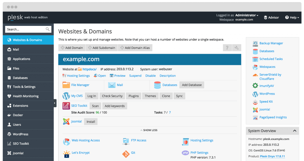 Plesk web host control panel