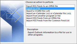 Export Outlook information to a file