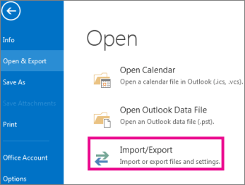 Outlook Import/Export Files