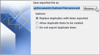 Save exported .pst file