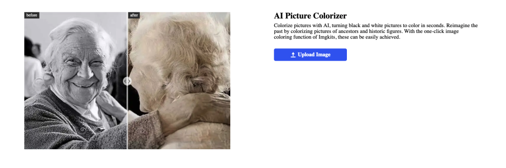 AI Picture Colorizer: Colorize pictures with AI, turning black and white pictures to color in seconds. 
