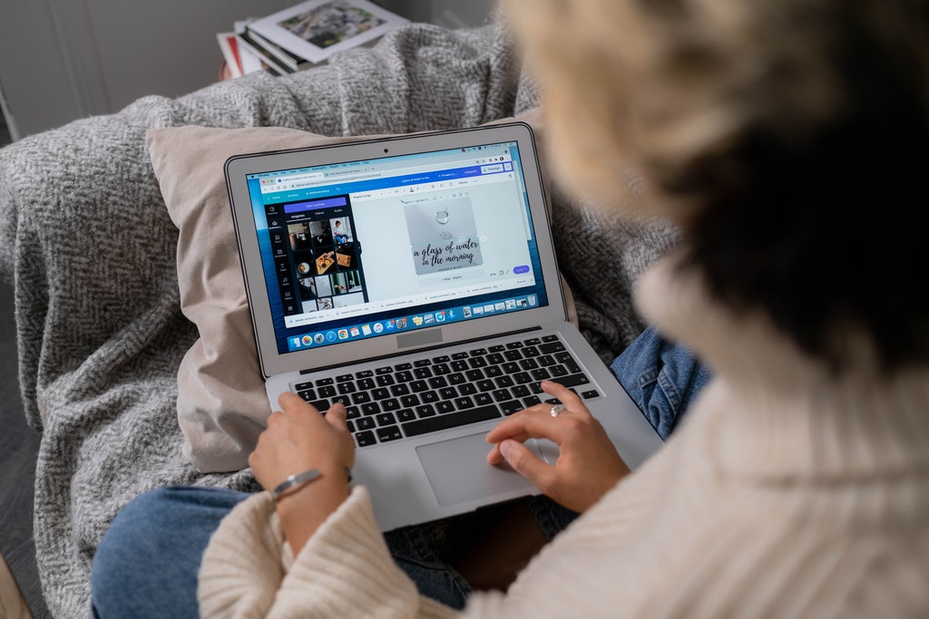 Woman Editing Photos in Canva